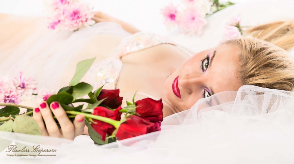 Valentine themed boudoir lying down